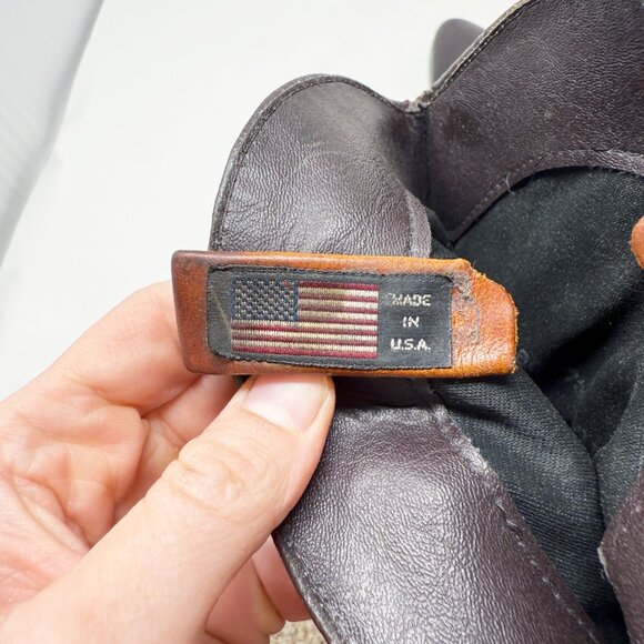 Vintage Dingo Deep Mahogany Brown Leather Slouchy Western Boots Size 8.5 Pull On - Picture 8 of 9